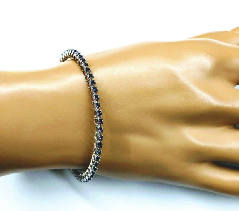 Wire Wrapped Amethyst Crystal Tennis Bracelet Bangle