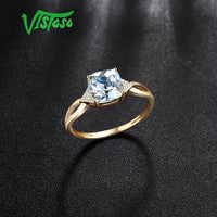 14K 585 Yellow Gold Ring for Women Diamond Sky Blue Topaz Rings Gold 585 Real Original Anniversary Fine Jewelry
