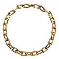 Thick Flat Rounded Rectangle Gold-Color Link Chain Necklace Men Women Stainless Steel Fashion Jewelry 1 Piece