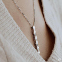 Custom Long Vertical Bar Necklace for Women Men Engrave Persoanlized Name Initial Pendant Stainless Steel Inspiration Gifts