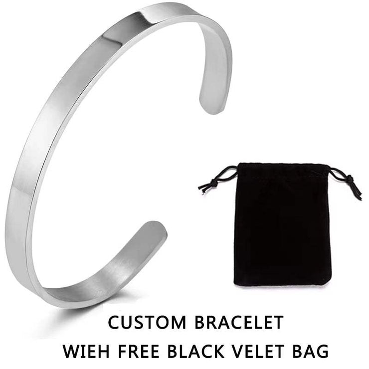Stainless Steel Pearsonalized Bracelet Name Character Letter Engraved Custom Cuff Bangle Women Men Fashion Jewelry Dropshipping