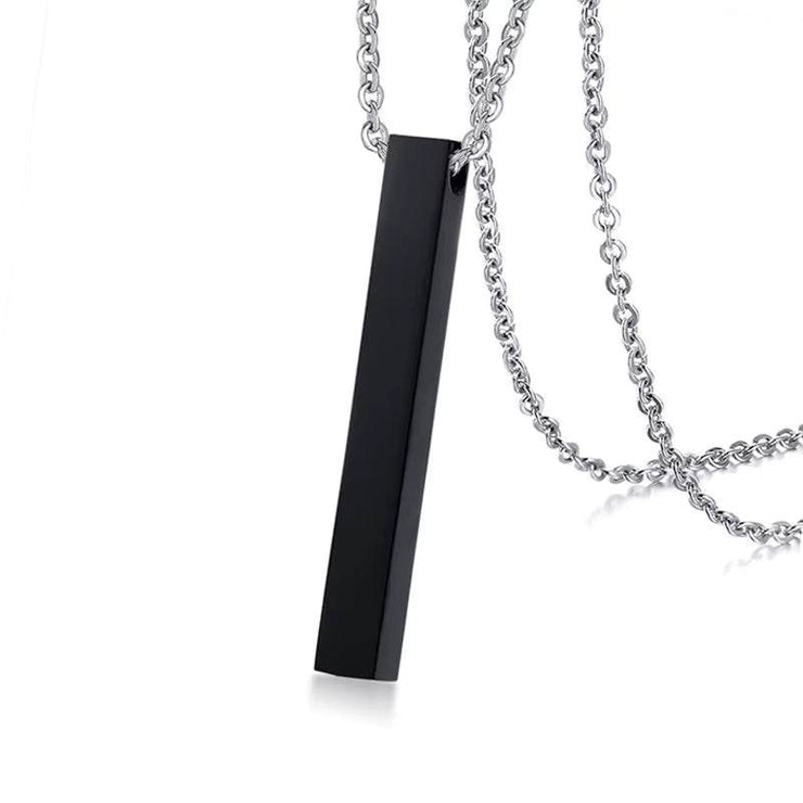 Custom Long Vertical Bar Necklace for Women Men Engrave Persoanlized Name Initial Pendant Stainless Steel Inspiration Gifts