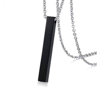 Custom Long Vertical Bar Necklace for Women Men Engrave Persoanlized Name Initial Pendant Stainless Steel Inspiration Gifts
