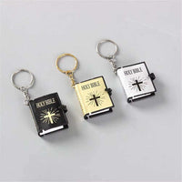  Style Gold Color Mini Holy Bible Keychain Real Paper Can Read Key Chain Pendant Keyring Fashion Religious Jewelry A865