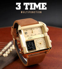 Mens SKMEI Men Watch Large Dial Digital Quartz Sport Stopwatch Leather Wristwatch New