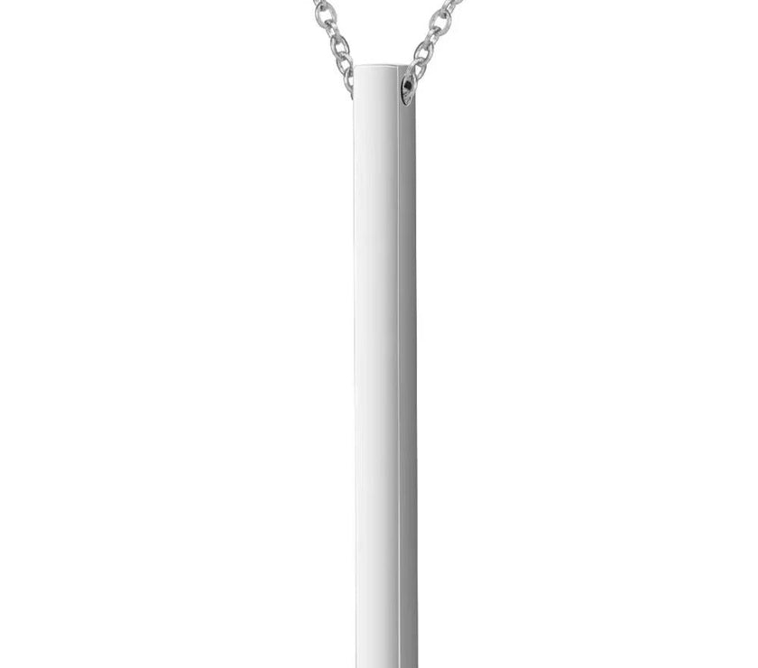 Women's Customized Personality Engrave Coordinates Name Stainless Steel Bar Necklace Pendant Men Women Valentines Day Gift for Lovers