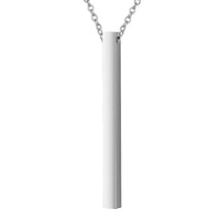 Women's Customized Personality Engrave Coordinates Name Stainless Steel Bar Necklace Pendant Men Women Valentines Day Gift for Lovers