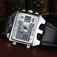 OHSEN Watches Men Sports Watches Men Dual Display Quartz Wristwatches Leather Men'S Watches Relogio Masculino Reloj Hombre