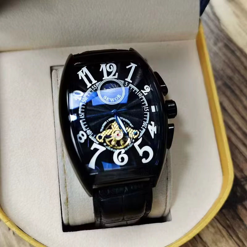 Men'S Watches Fashion Moon Phase Tourbillon Watches Men Automatic Mechanical Wristwatches Relogio Masculino Reloj Hombre
