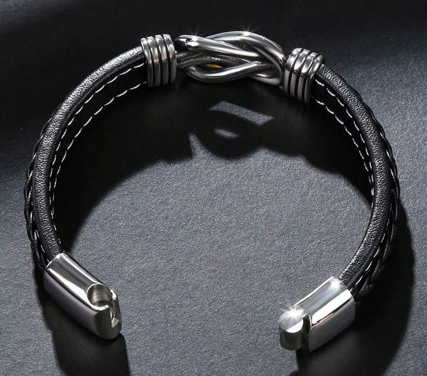 To My Son to My Grandson Bracelet Love You Forever Braided Leather Knot Bracelet Stainless Steel Magnetic Clasp Jewelry Gift