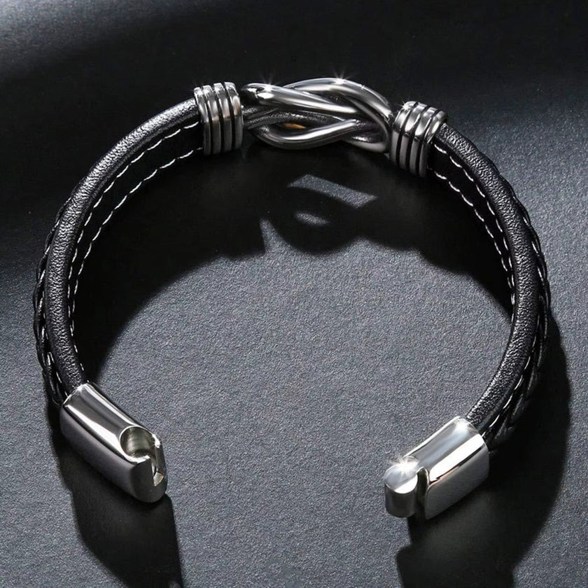To My Son to My Grandson Bracelet Love You Forever Braided Leather Knot Bracelet Stainless Steel Magnetic Clasp Jewelry Gift