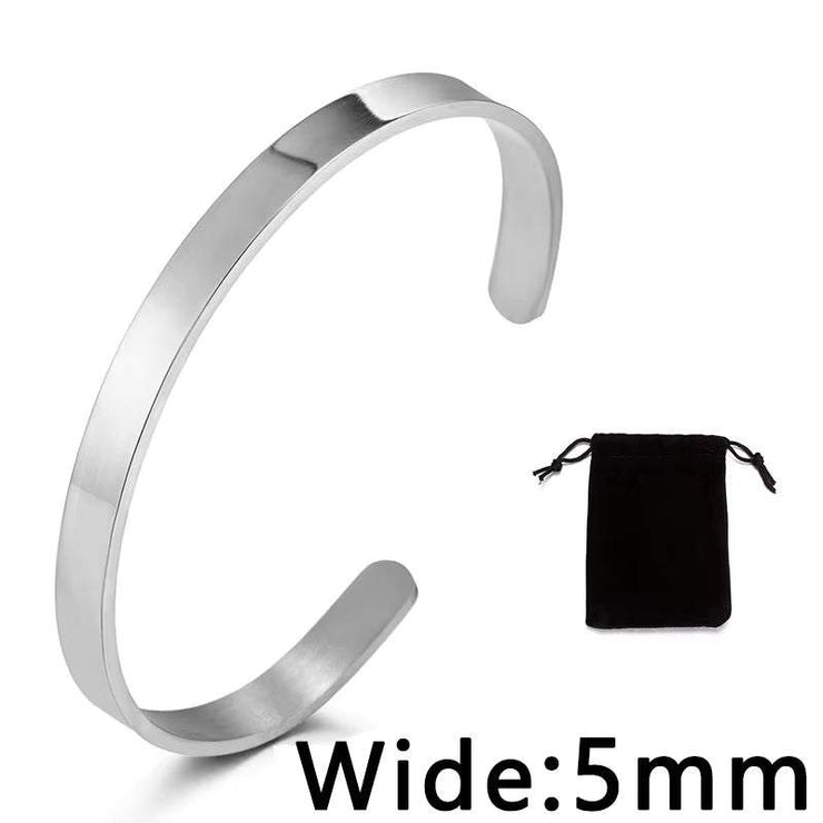 Stainless Steel Pearsonalized Bracelet Name Character Letter Engraved Custom Cuff Bangle Women Men Fashion Jewelry Dropshipping