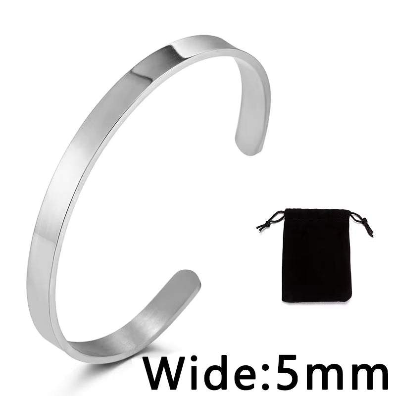 Stainless Steel Pearsonalized Bracelet Name Character Letter Engraved Custom Cuff Bangle Women Men Fashion Jewelry Dropshipping
