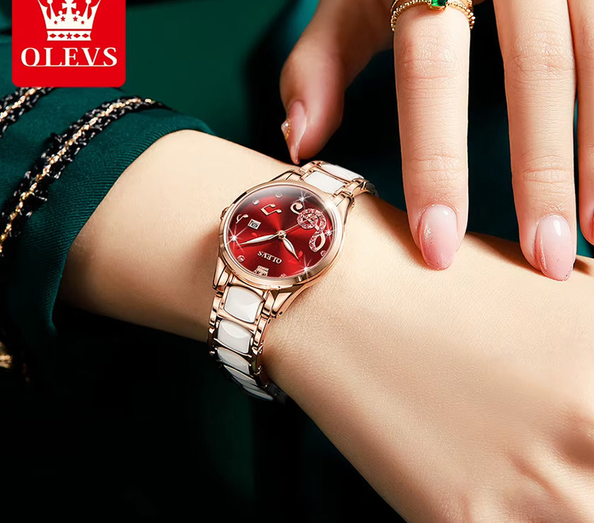 Watches for Ladies Watch Ceramic Stainless Steel Luxury Waterproof Watch Rose Gold Women'S Watches Trend Reloj Mujer