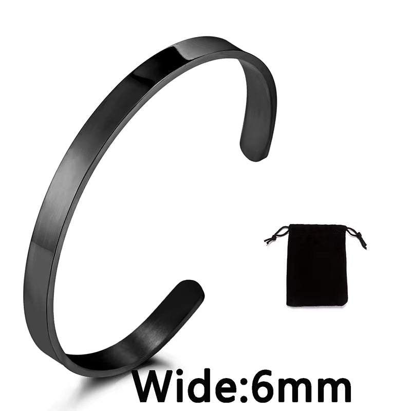 Stainless Steel Pearsonalized Bracelet Name Character Letter Engraved Custom Cuff Bangle Women Men Fashion Jewelry Dropshipping