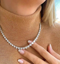 2025 Valentine'S Day Gift 5A Heart Cz Tennis Necklace White Pink Cubic Zirconia Iced Out Bling Pink Girl Women Jewelry Choker