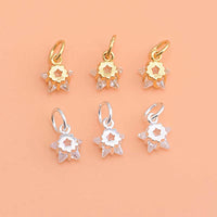 Real Solid 925 Sterling Silver Real Pure Solid 925 Sterling Silver Pendant Star Cubic Zircon Gold Suspension Necklace Bracelet Jewelry Making Findings Charms