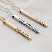 Women's Customized Personality Engrave Coordinates Name Stainless Steel Bar Necklace Pendant Men Women Valentines Day Gift for Lovers