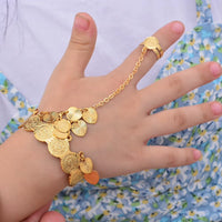 Gold Color Copper Coin Baby Bangles for Kids Cild Dubai Israel Jewelry Gold Cuffbracelet Ring Boys Children Arab Birthday Gifts