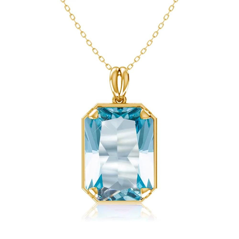 1Wedding Gifts Jewelry 4K Gold Real Pendant for Women 925 Sterling Silver Pendants and Necklaces Birthstone Aquamarine Fine Jewelry Wedding Gifts