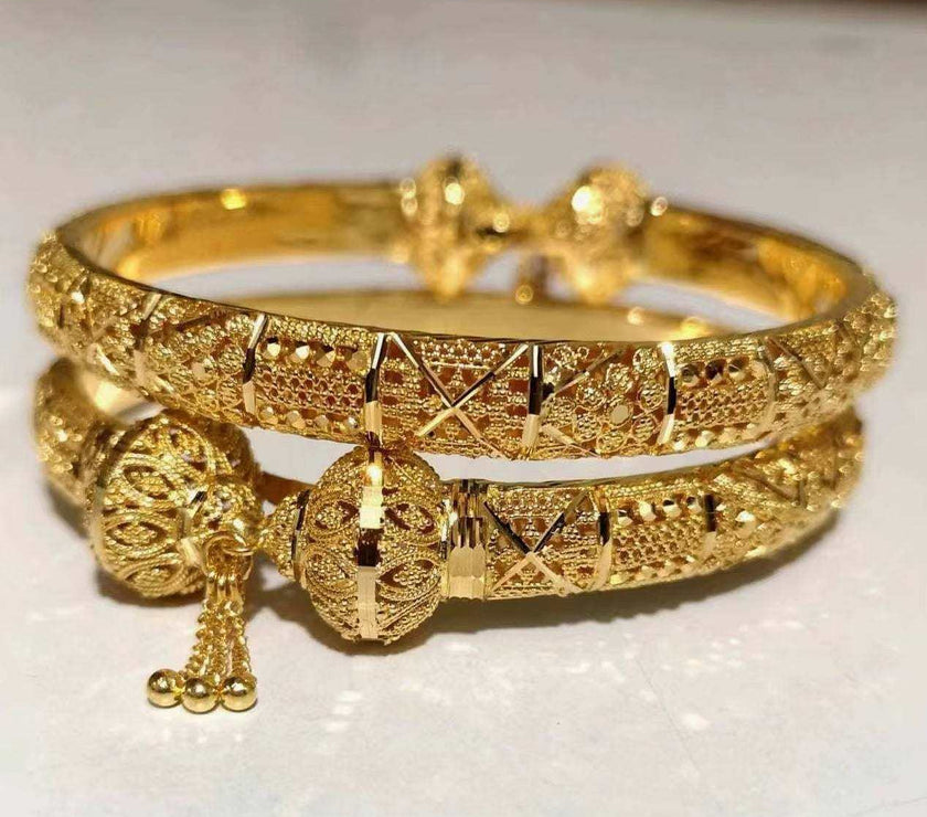 Dubai Real Gold 24K Plated Bracelet for Women Luxury Designer Copper Man Bangles Indian New Hand Jewelry Accessories Gifts 2024