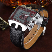 OHSEN Watches Men Sports Watches Men Dual Display Quartz Wristwatches Leather Men'S Watches Relogio Masculino Reloj Hombre