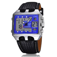 OHSEN Watches Men Sports Watches Men Dual Display Quartz Wristwatches Leather Men'S Watches Relogio Masculino Reloj Hombre