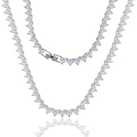 2025 Valentine'S Day Gift 5A Heart Cz Tennis Necklace White Pink Cubic Zirconia Iced Out Bling Pink Girl Women Jewelry Choker