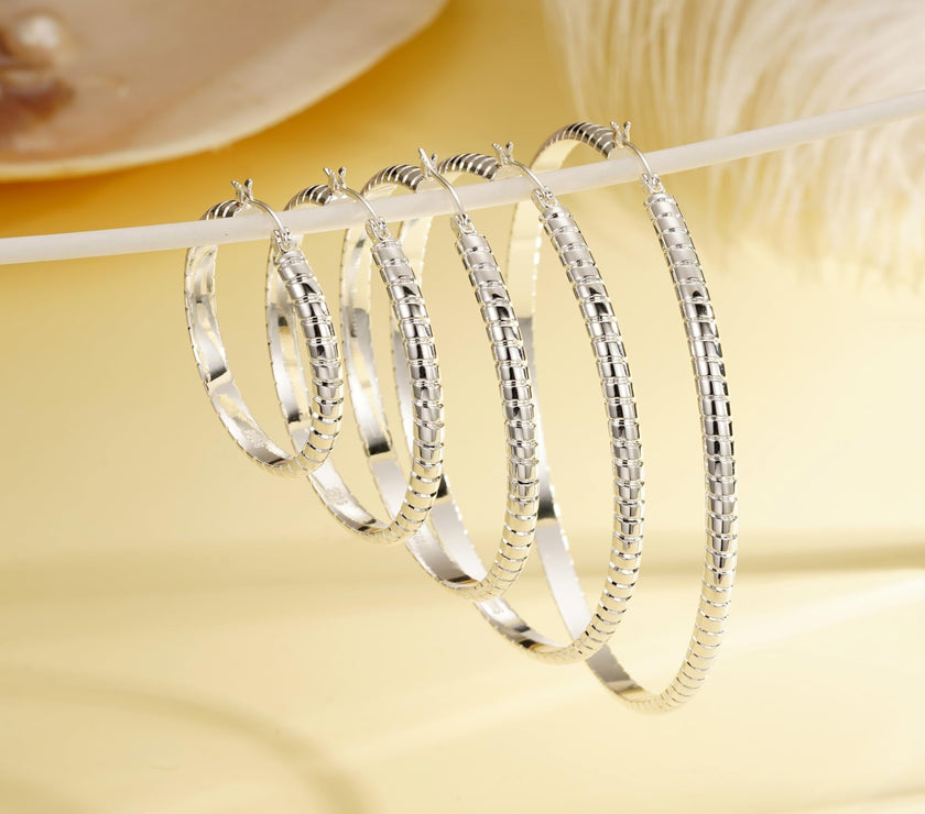 4 Pairs Small Hoop Earrings for Women, Silver Small Cubic Zirconia Huggie Hypoallergenic Earrings Set for Multiple Piercing, Dainty Cartilage Earrings for Women Birthday Christmas Gifts
