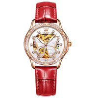 Automatic Watches for Women Luxury Rose Gold Skeleton Mechanical Waterproof Luminous Women Bracelets Watches Elegant Set