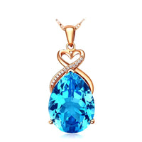 Real 14 K Rose Gold 3 Carats Sapphire Stone Pendant Women Natural Blue Sapphire Gemstone 14K Rose Gold Necklace Jewelry Pendant