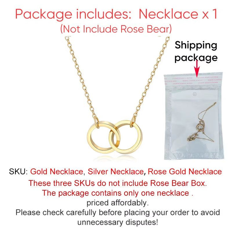 Women's Red Eternal Rose Teddy Bear with Stainless Steel Custom Names Necklace Jewelry Gifts Set for Woman Valentine'S Gift