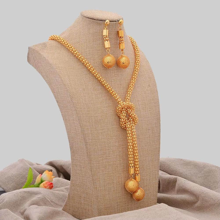 Charms Dubai Ethiopia African Necklace/Earrings/Pendant Jewelry Set for Women/Girls/Kids Fashion Metal Russia Gifts