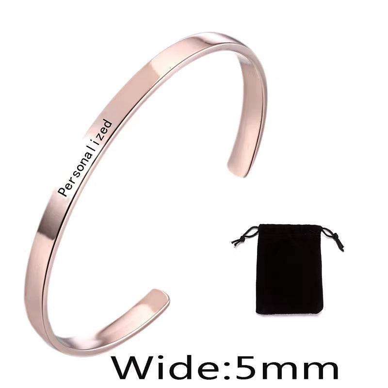 Stainless Steel Pearsonalized Bracelet Name Character Letter Engraved Custom Cuff Bangle Women Men Fashion Jewelry Dropshipping