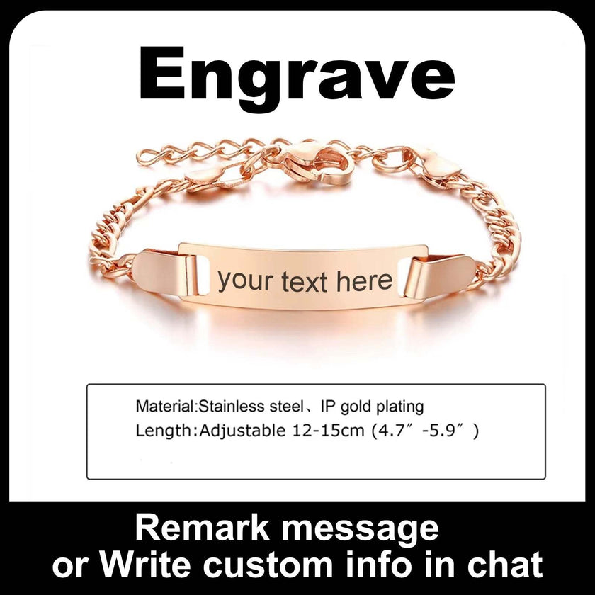 Personalize Name Bracelet for Baby Boy Girl Figaro Chain Smooth Bangle Link Gold Tone No Fade Safty Jewelry 12Cm to 15Cm