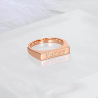 Custom Engraved Name Bar Ring Initial Letter Ring Women Jewelry Stackable Minimalist Textured Bar Rings Gift