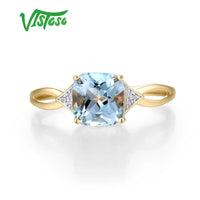 14K 585 Yellow Gold Ring for Women Diamond Sky Blue Topaz Rings Gold 585 Real Original Anniversary Fine Jewelry