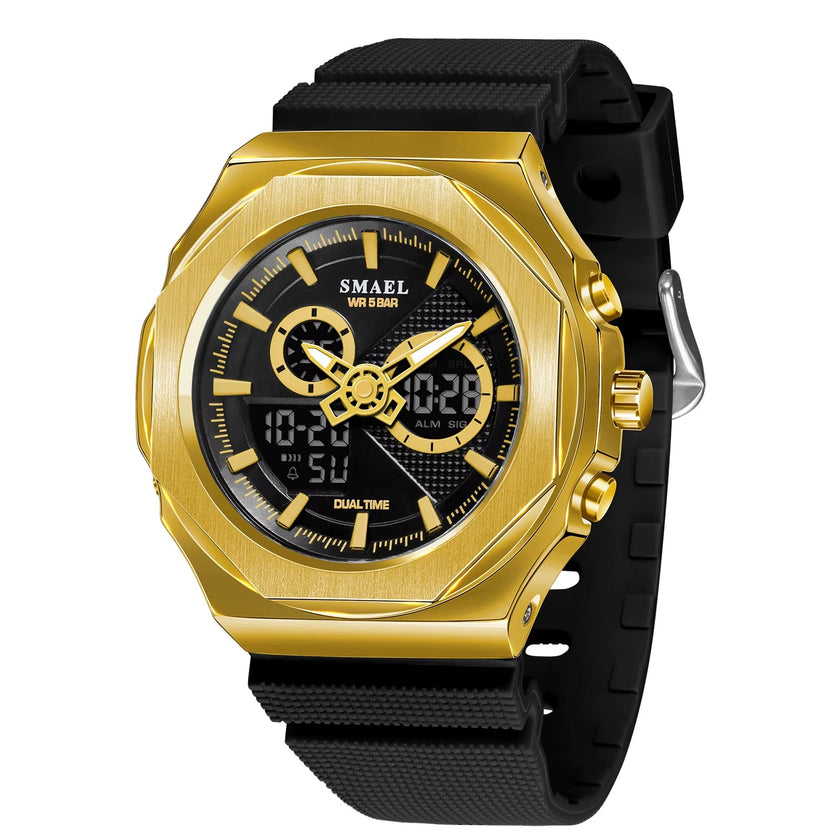 SMAEL Sport Watches Women 50M Waterproof Lady Watches Pink Lover Gifts 8102 Dual Time Diaplay Watches Digital LED Back Light