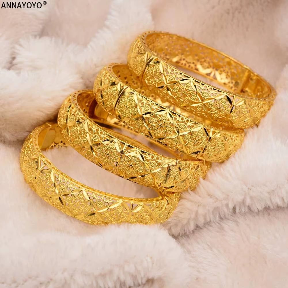 Fashion Accessories New Luxury Gold Color Bangles Women Men Girls Ethiopian African Dubai Wedding Bracelet Pulseras Party Gifts