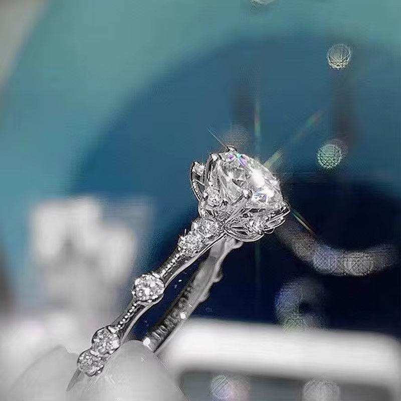 Crackling Moissanite Gemstone Ring for Women Jewelry Engagement Ring for Wedding Real 925 Silver Rose Gold Plated Birthday Gift