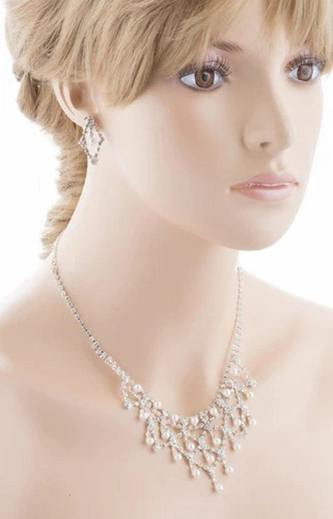 Elegant Bridal Wedding Jewelry Set Crystal Rhinestone Pearl WT