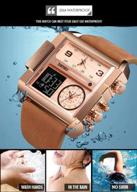 Mens SKMEI Men Watch Large Dial Digital Quartz Sport Stopwatch Leather Wristwatch New