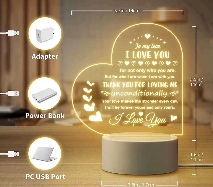 1Pc Romantic Gifts for Her Anniversary, Wife Husband Girlfriend Boyfriend Packed Night Light Best Christmas Gift