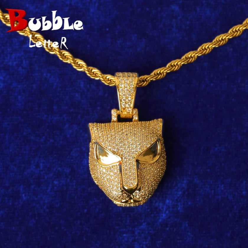 Animal Leopard Head Pendant Real Gold Plated Rapper Hip Hop Jewelry