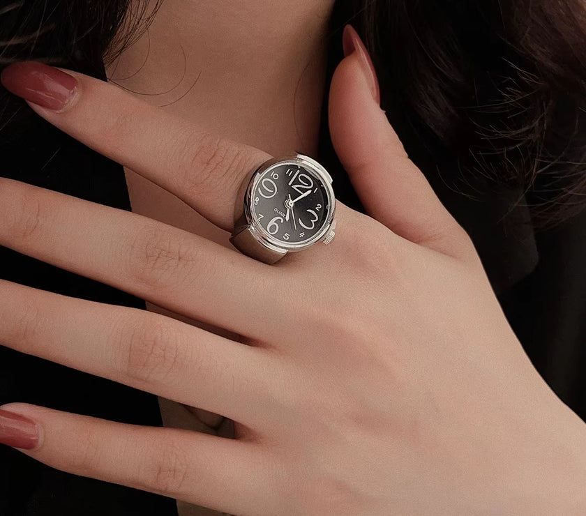 Mini Vintage Finger Ring Watch round Creative Quartz Watches Fashion Couple Watches Accessories