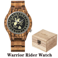 Viking Watches  Wooden Men Watch Top Japanese Quartz Movement Wristwatch with Helm of Awe Runic Circle Fashion Gift Box