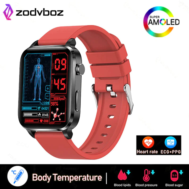 Temperature Monitoring Painless Non-Invasive Blood Sugar Smart Watch Men Laser Treatment Health Blood Pressure Sport Smartwatch Women Glucometer Watch