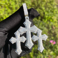 Iced Out Cross for Women White Gold Plated Real Copper Cubic Zirconia Luxury Hip Hop Jewelry