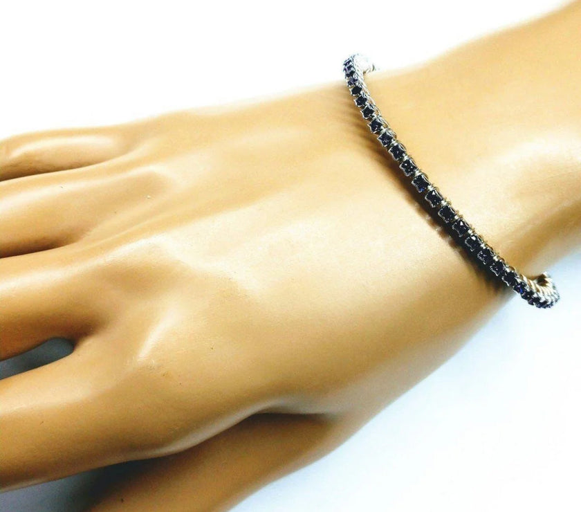 Wire Wrapped Amethyst Crystal Tennis Bracelet Bangle