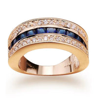 Trendy Real Diamond Sapphire Ring for Women 18K Gold Bague or Jaune for Jewelry Anillos Men Gemstone Anel Jewelry Gold Rings Box